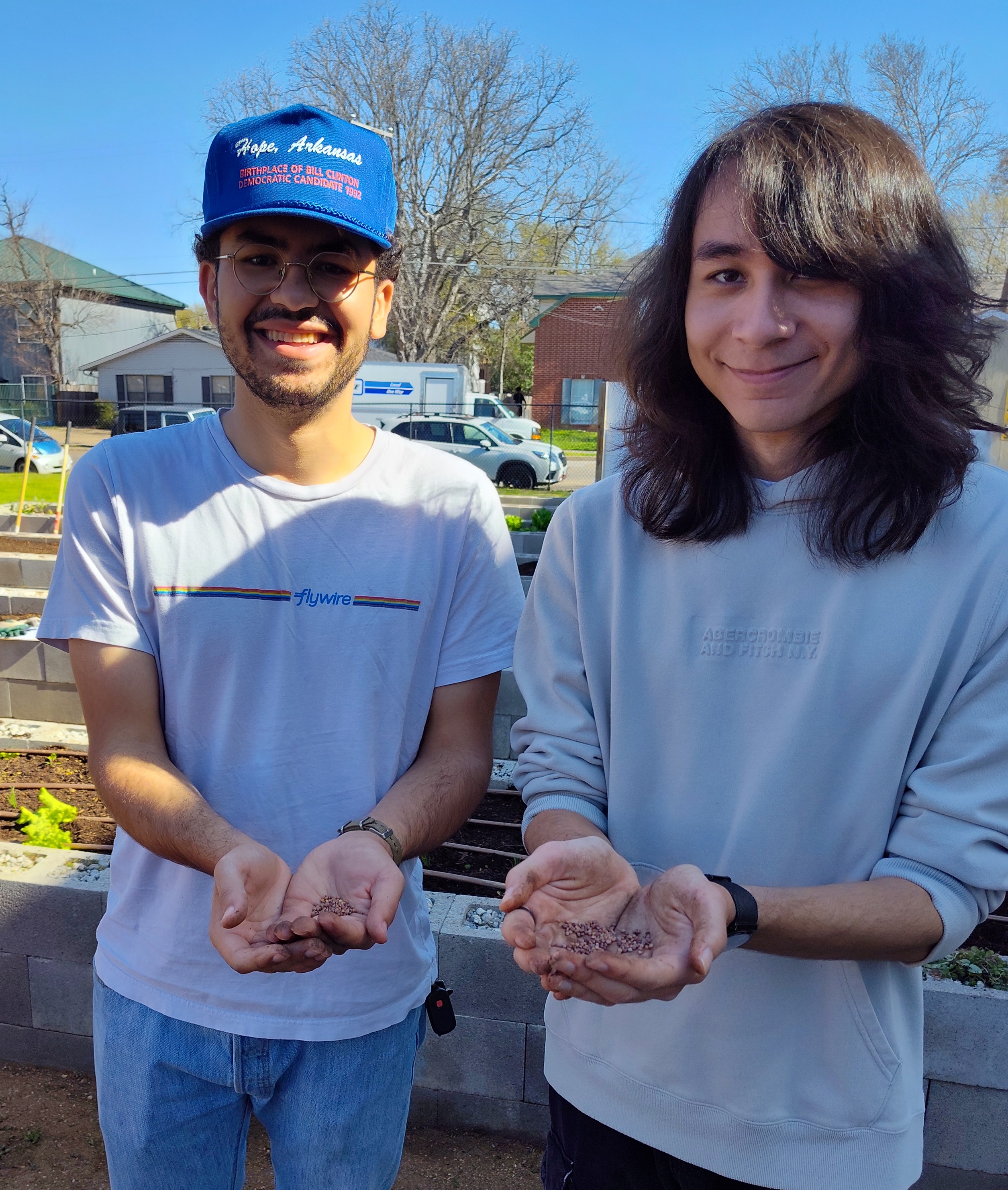 Graphic of Environmental Humanities Students Holding Seeds