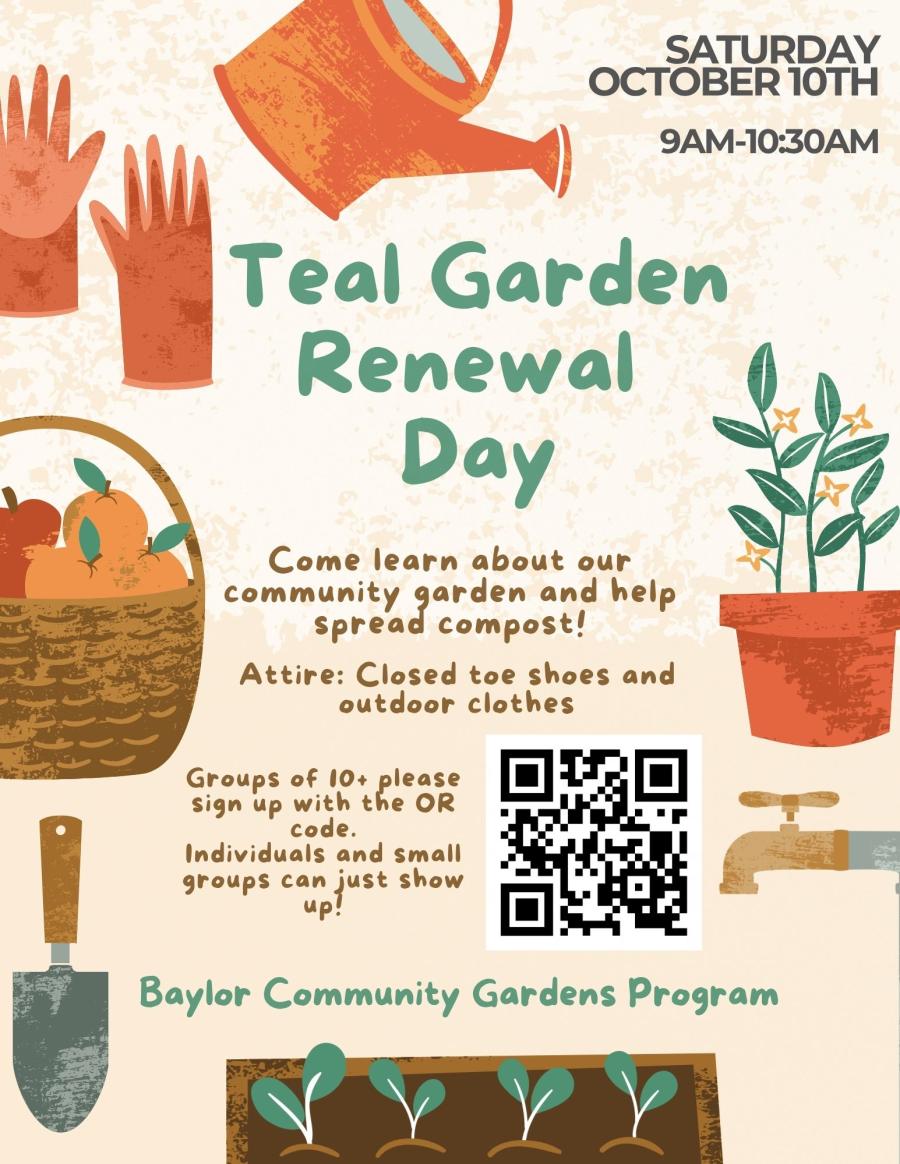 Teal Garden Renewal Day Oct. 10